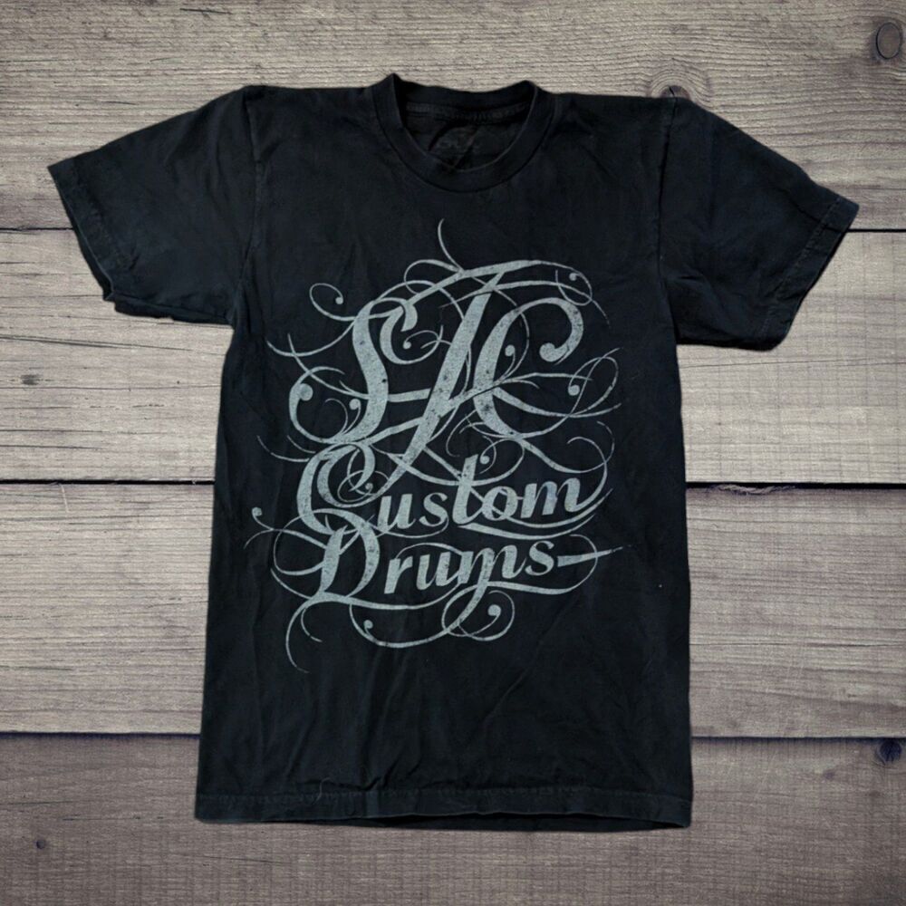 Retro Y2K SJC CUSTOM DRUMS LOGO Mens Small Shirt